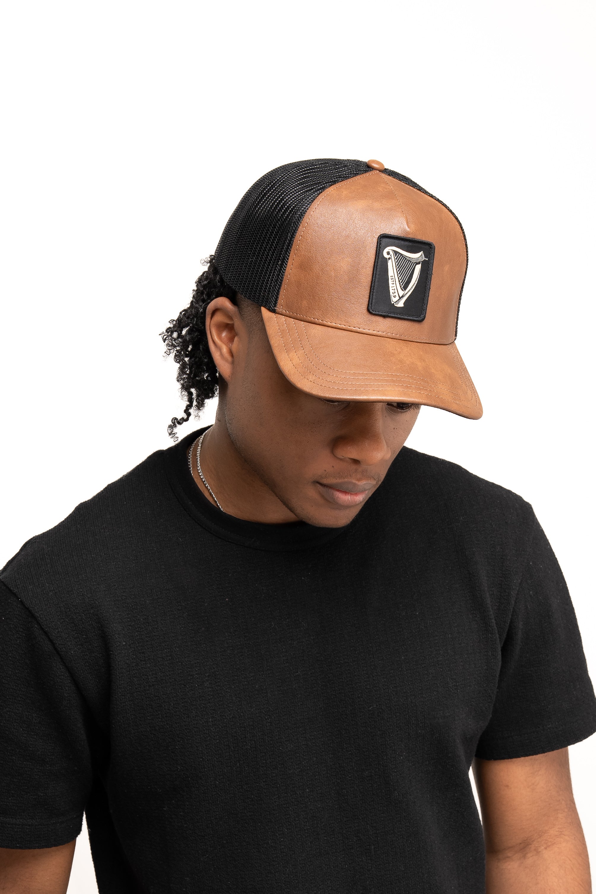 Guinness Brown Leather Trucker Cap