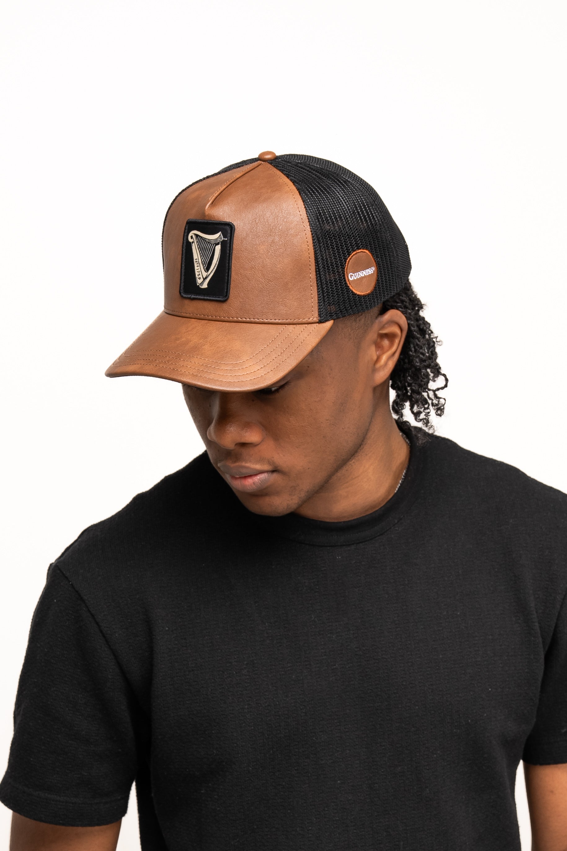 Guinness Brown Leather Trucker Cap
