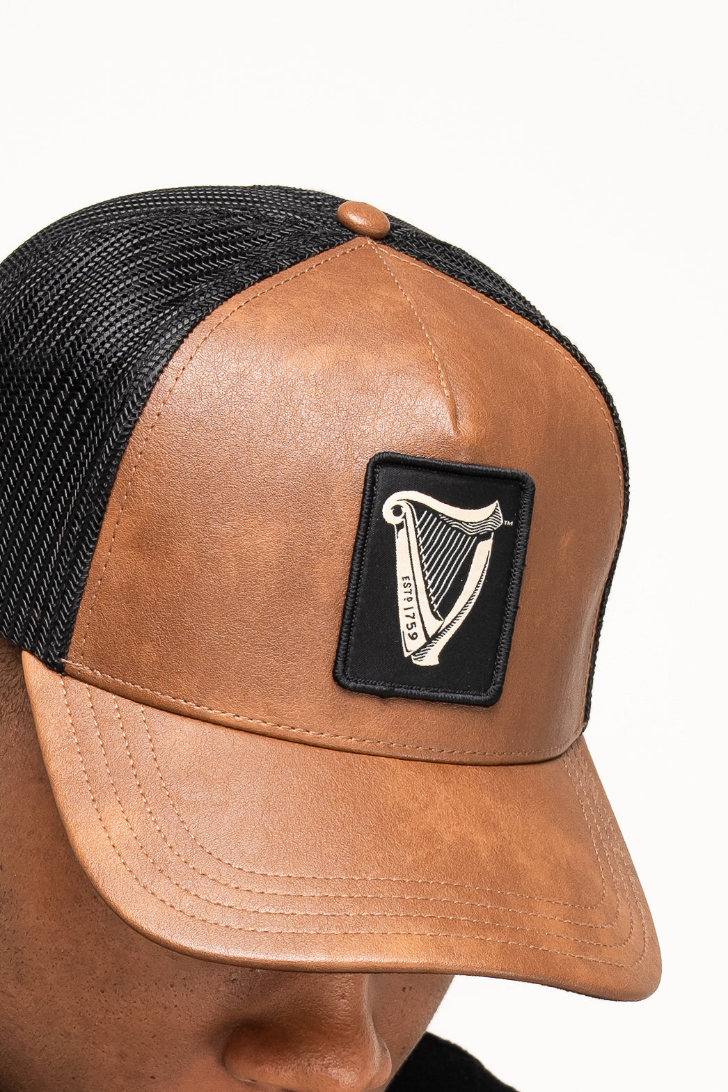 Guinness Brown Leather Trucker Cap