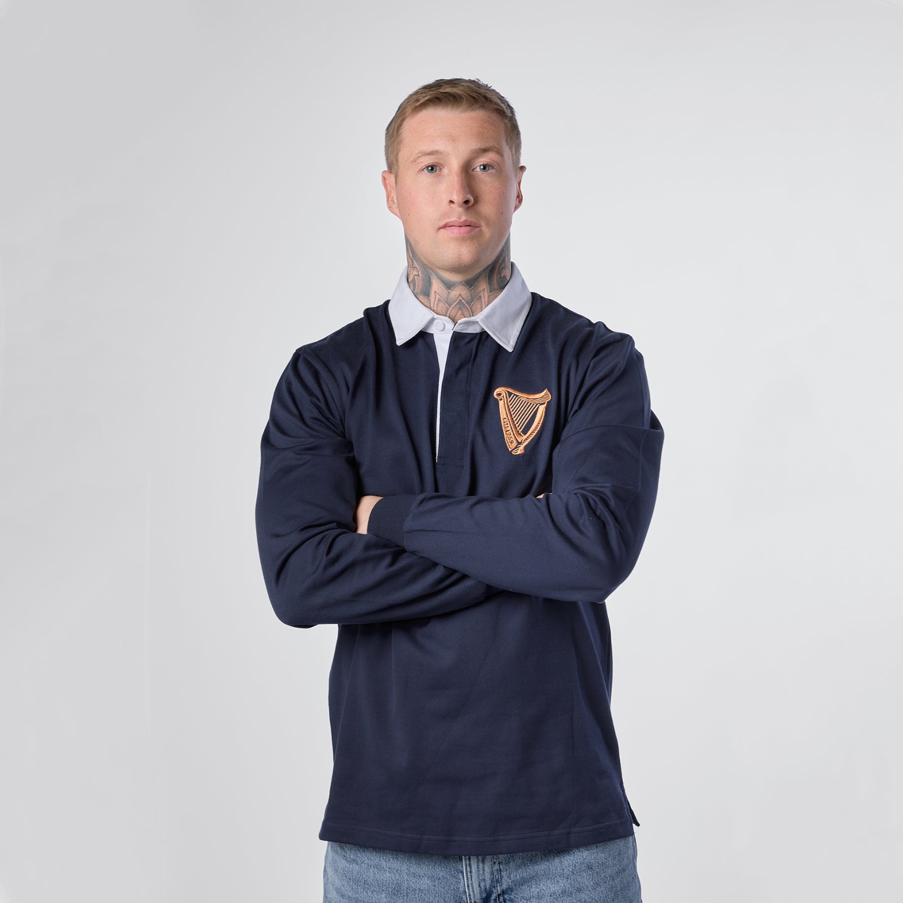 Guinness Navy Long Sleeve Rugby Shirt