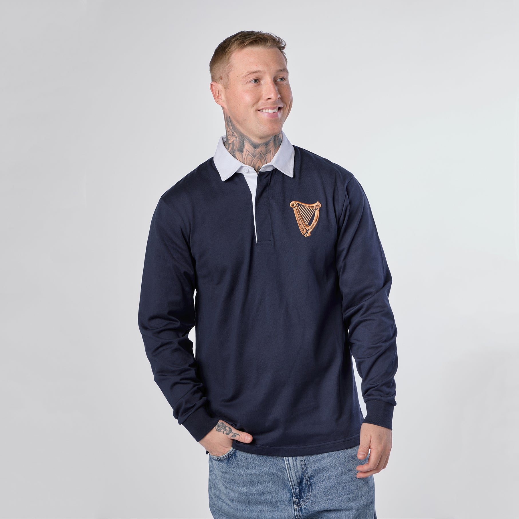 Guinness Navy Long Sleeve Rugby Shirt