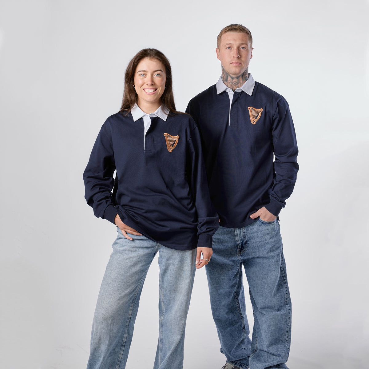 Guinness Navy Long Sleeve Rugby Shirt