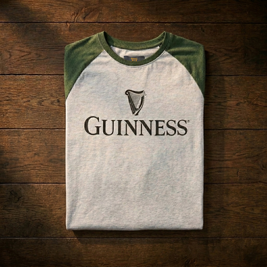 Guinness Heathered Gray Baseball Long Sleeved Tee