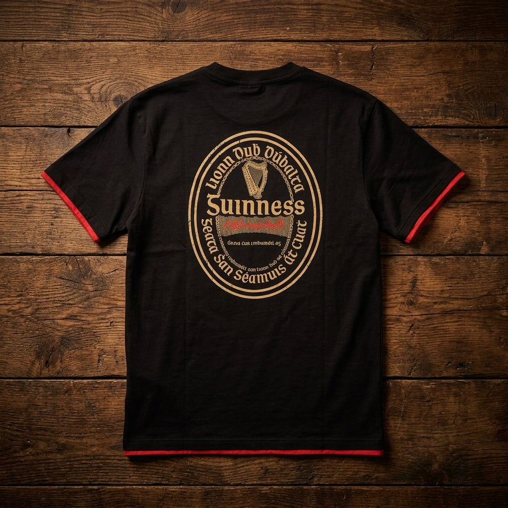 Guinness Gaelic Label Tee – Black | Pre-Order