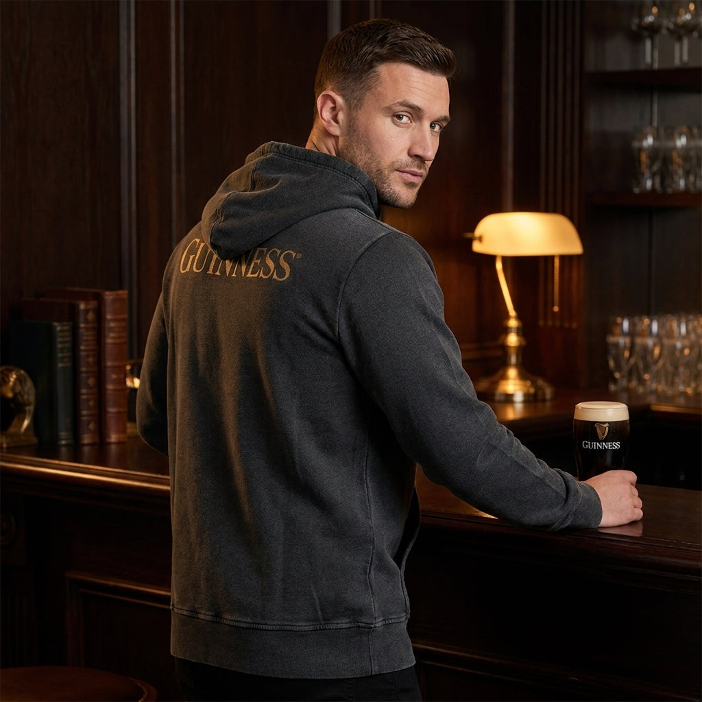 Guinness Evolution of the Harp Distress Hoodie - Black