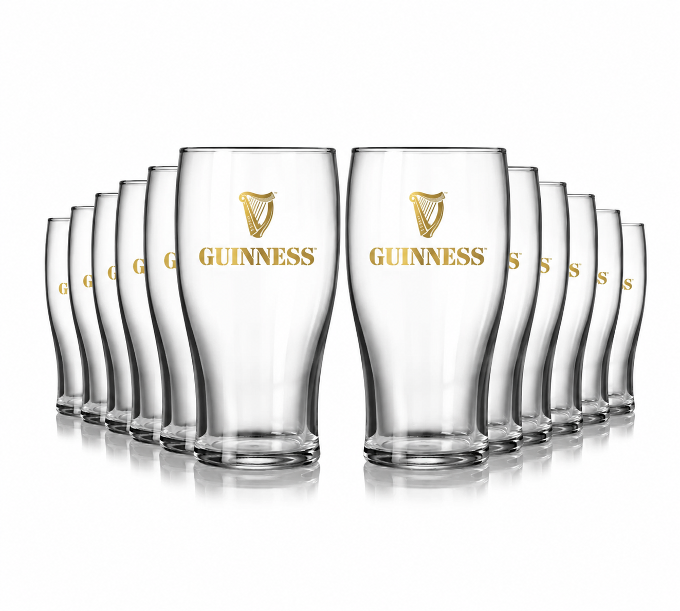 Guinness Vintage Gold Harp Pint Glass 12 Pack