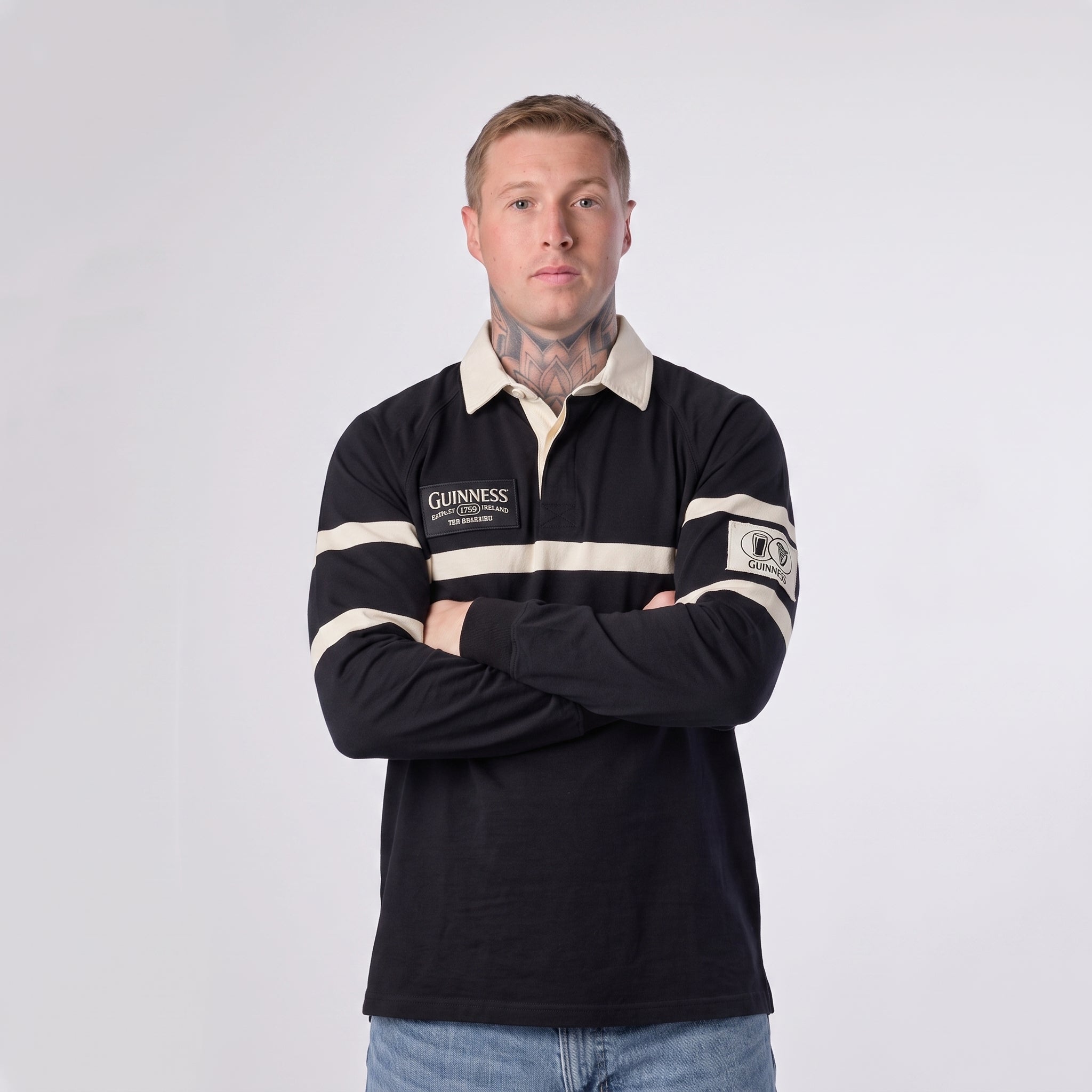 Black and Cream Traditional Rugby Jersey
