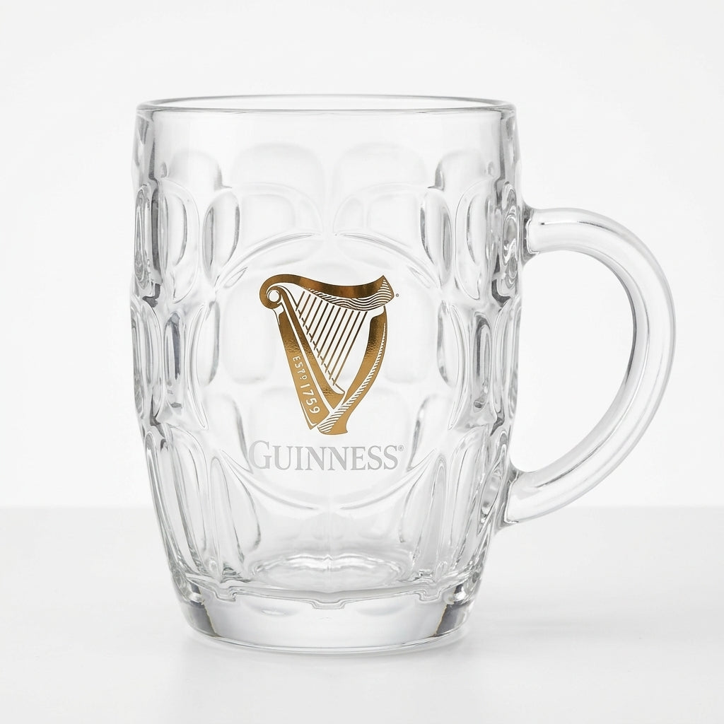 Guinness Gold Harp Dimple Tankard – 20 oz Glass Mug