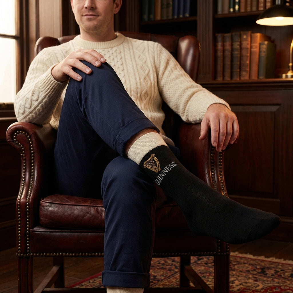 Guinness Pint Crew Socks - Black | Pre Order