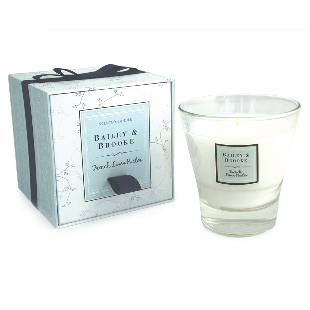 French Linen Water Filled Tumbler Glass Candle
