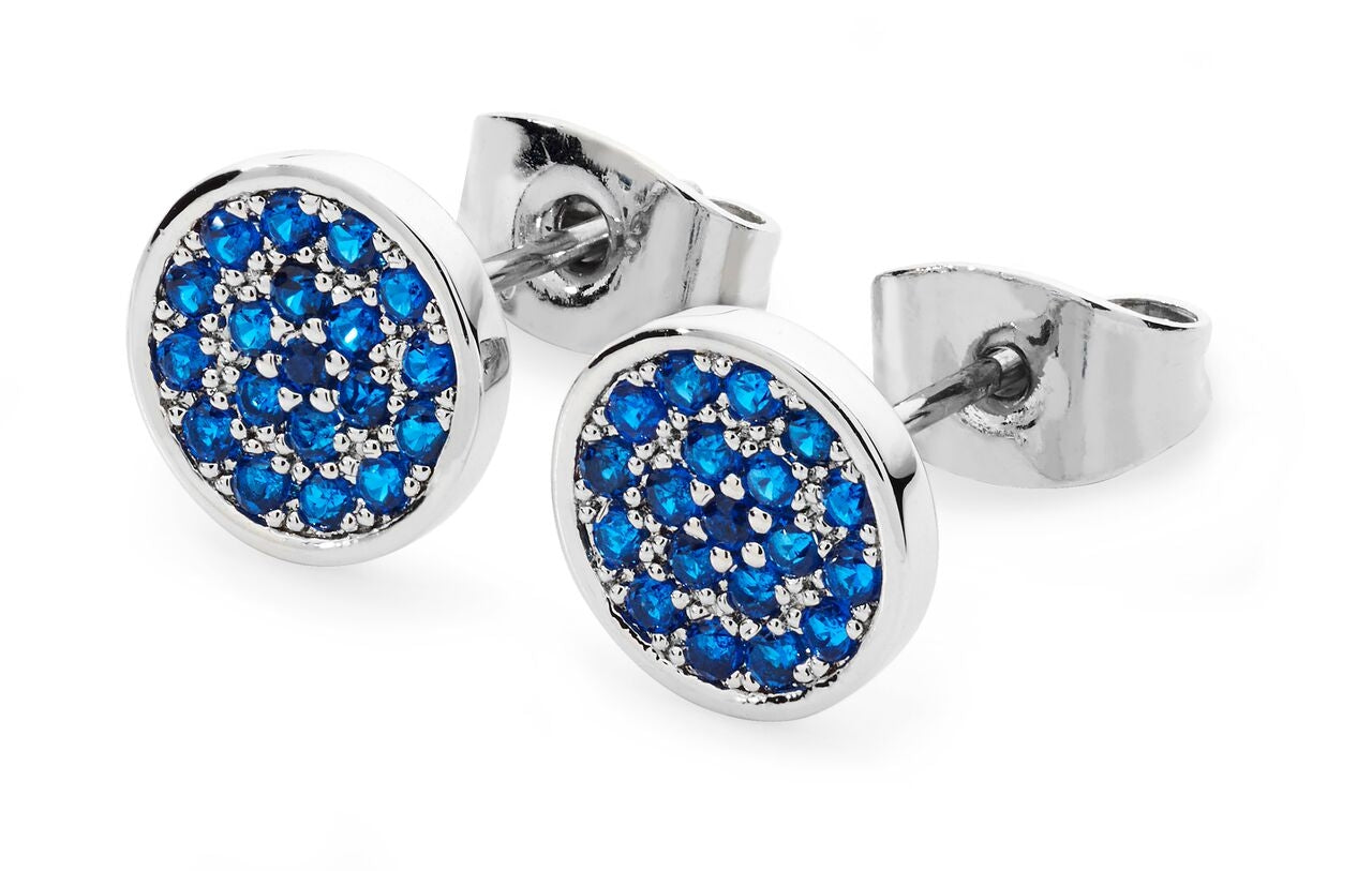 Silver Blue Orbiting Moon Earrings