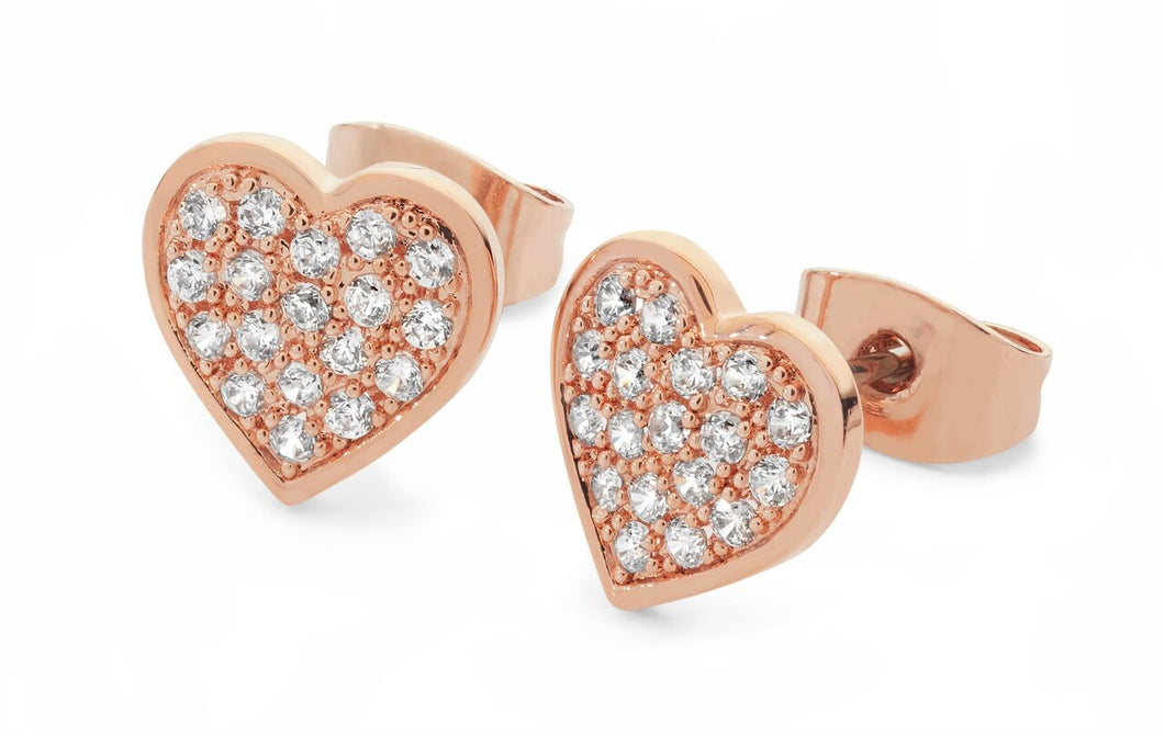 Rose Gold Pave Heart Earrings
