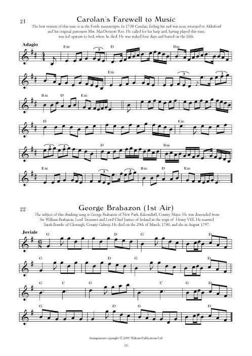 110 Ireland's Best Carolan Tunes Book (Melody & Chords)