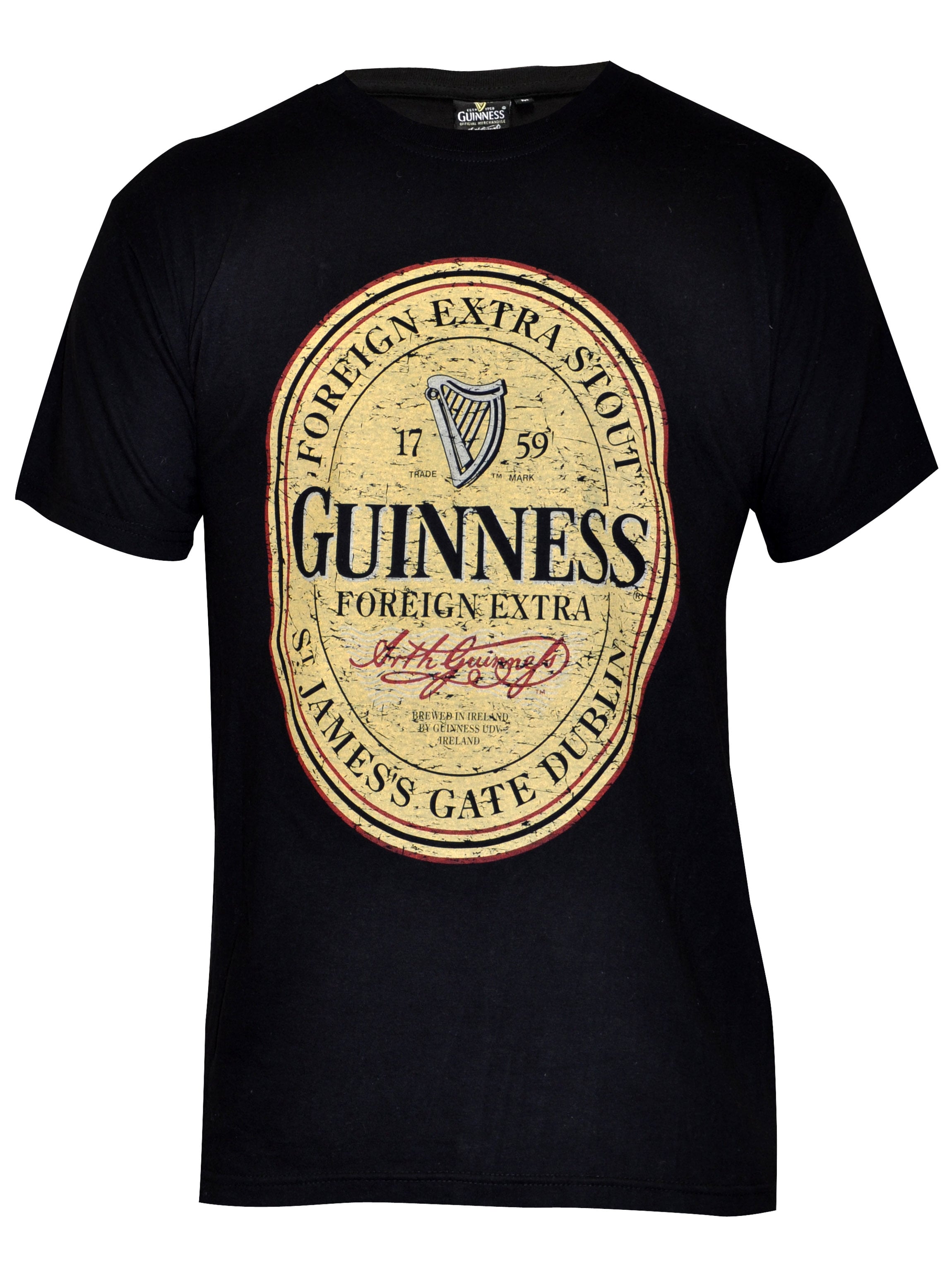 Black Distressed English Label Tee