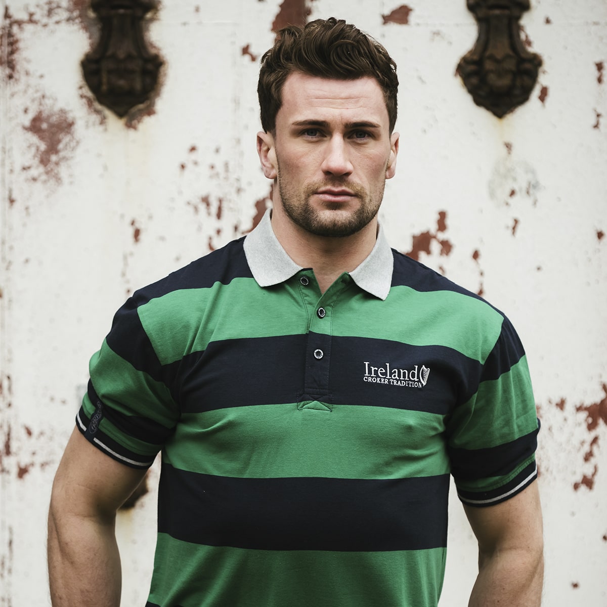 Striped Harp Casual Golf Shirt