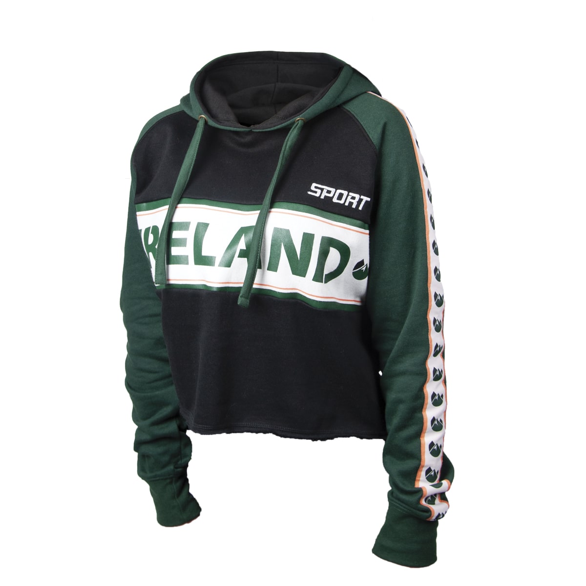 Green & Black Cropped Ladies Hoodie