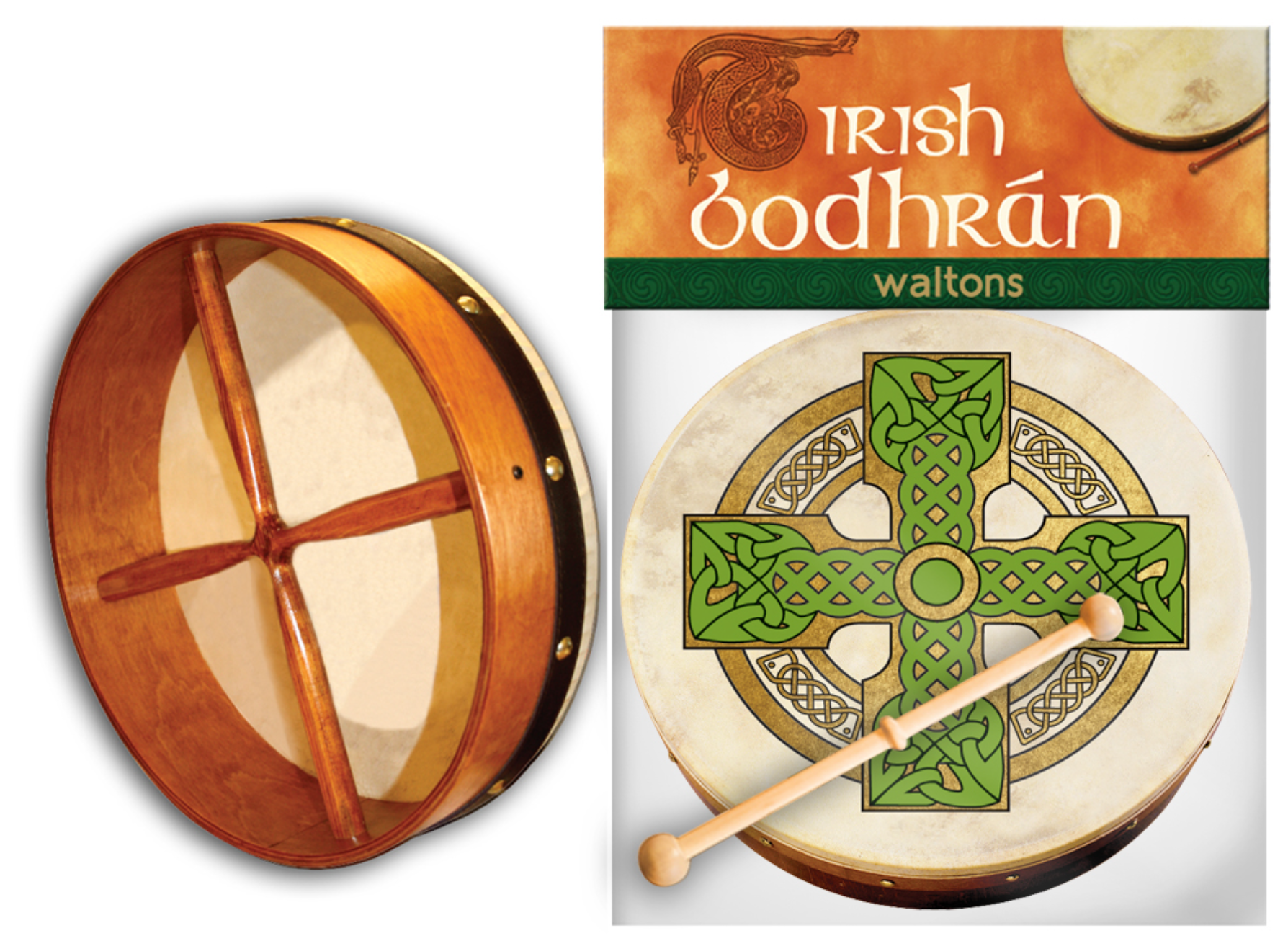 8'' Bodhran - Cloghan Cross Design
