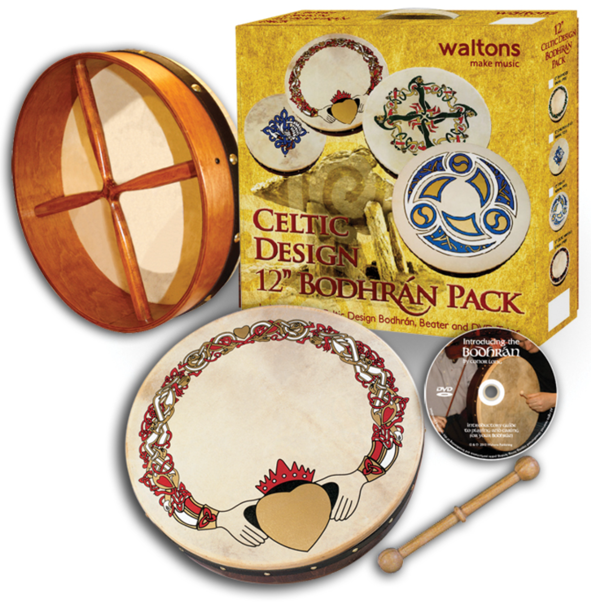 12'' Bodhrán Pack - Claddagh Design