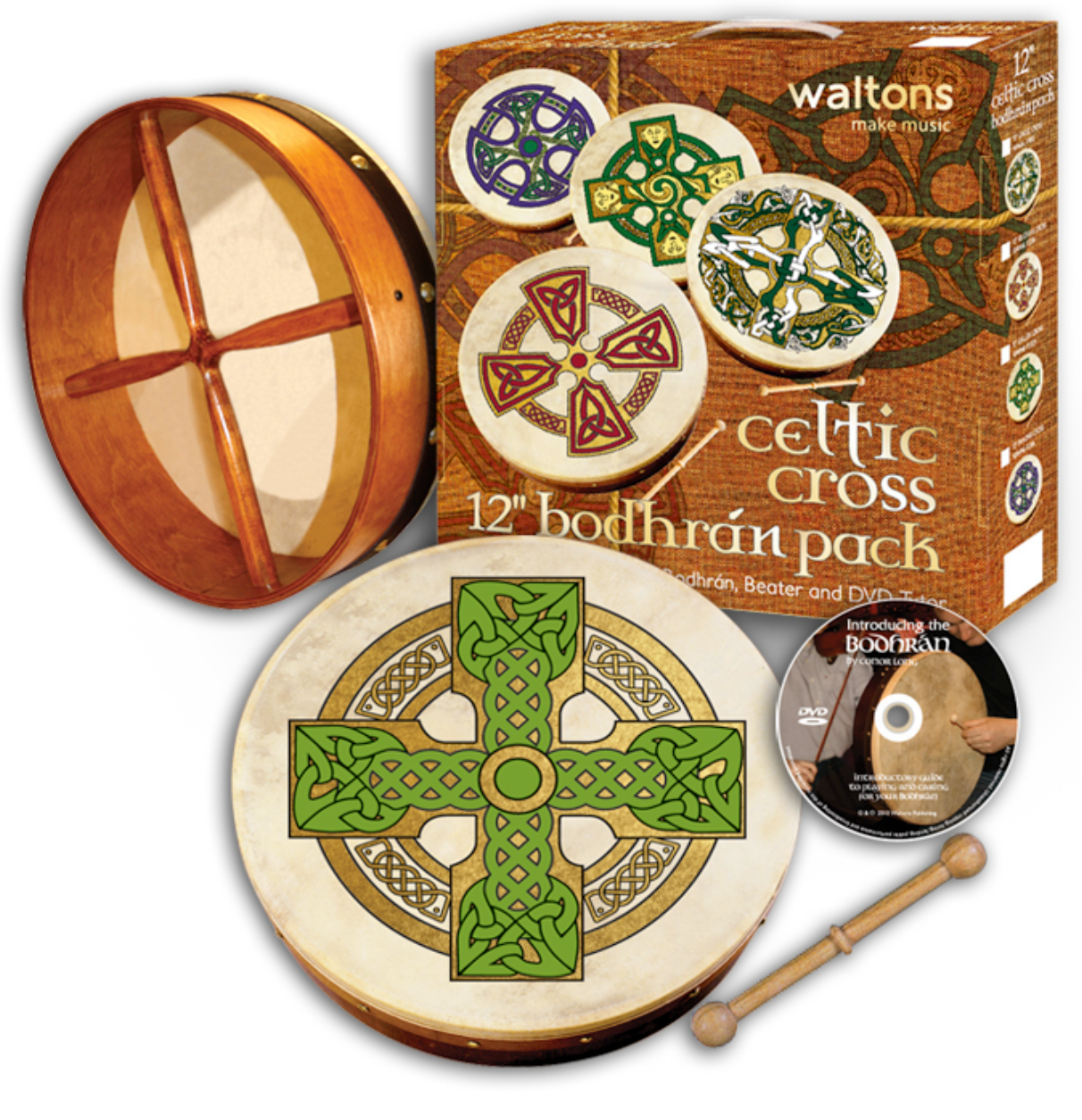 12'' Bodhrán Pack - Cloghan Cross Design