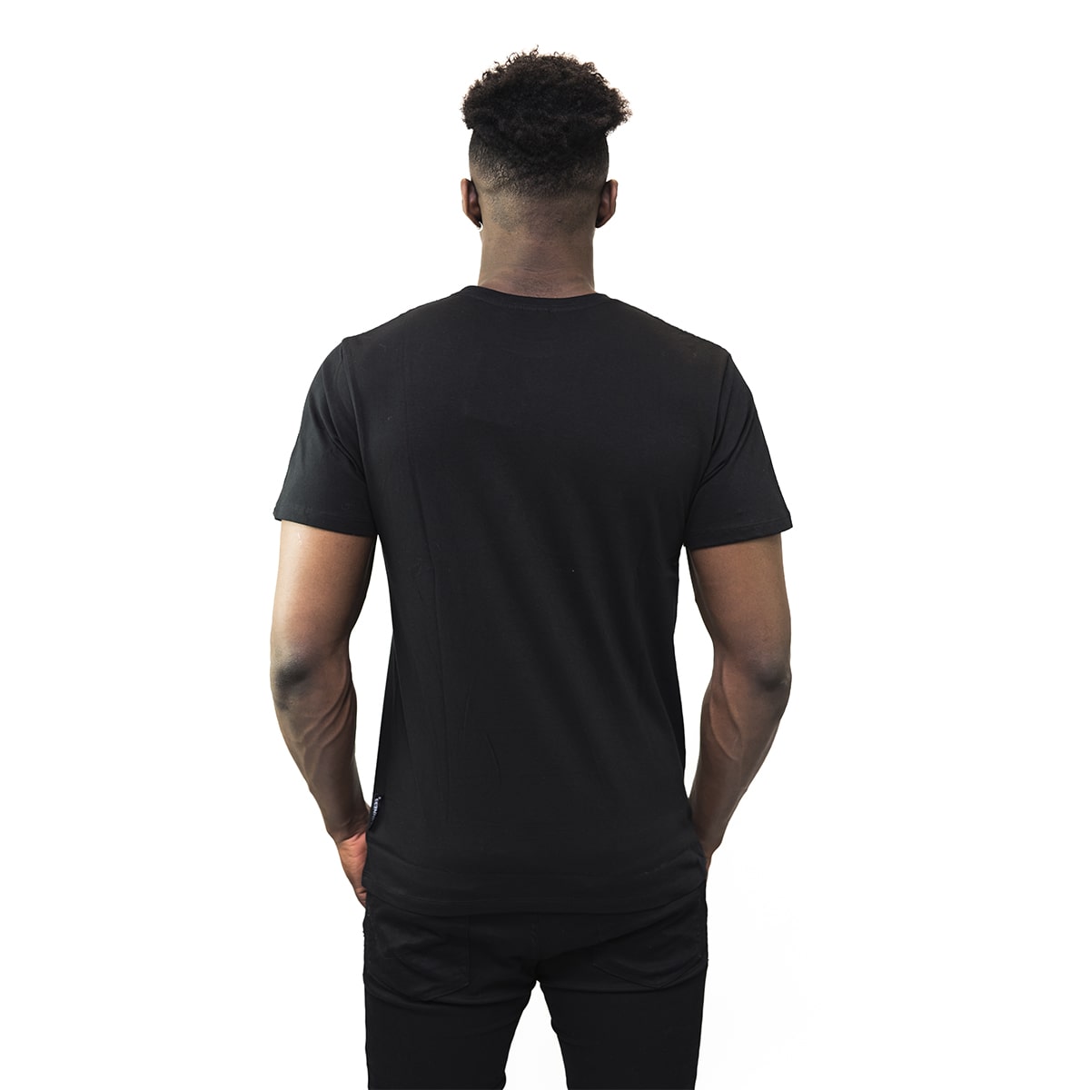 Black Distressed English Label Tee