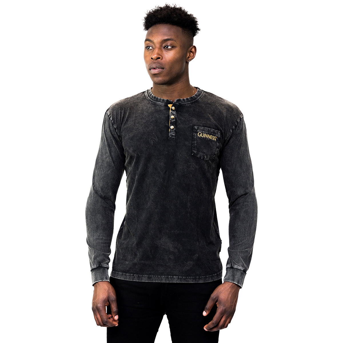 Classic Washed Black Henley