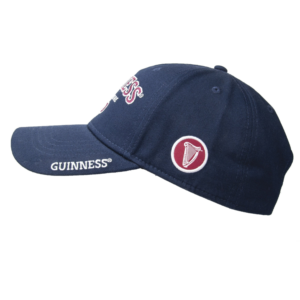 An adjustable Guinness Signature Blue Baseball Cap Adjustable with the Guinness logo on it.