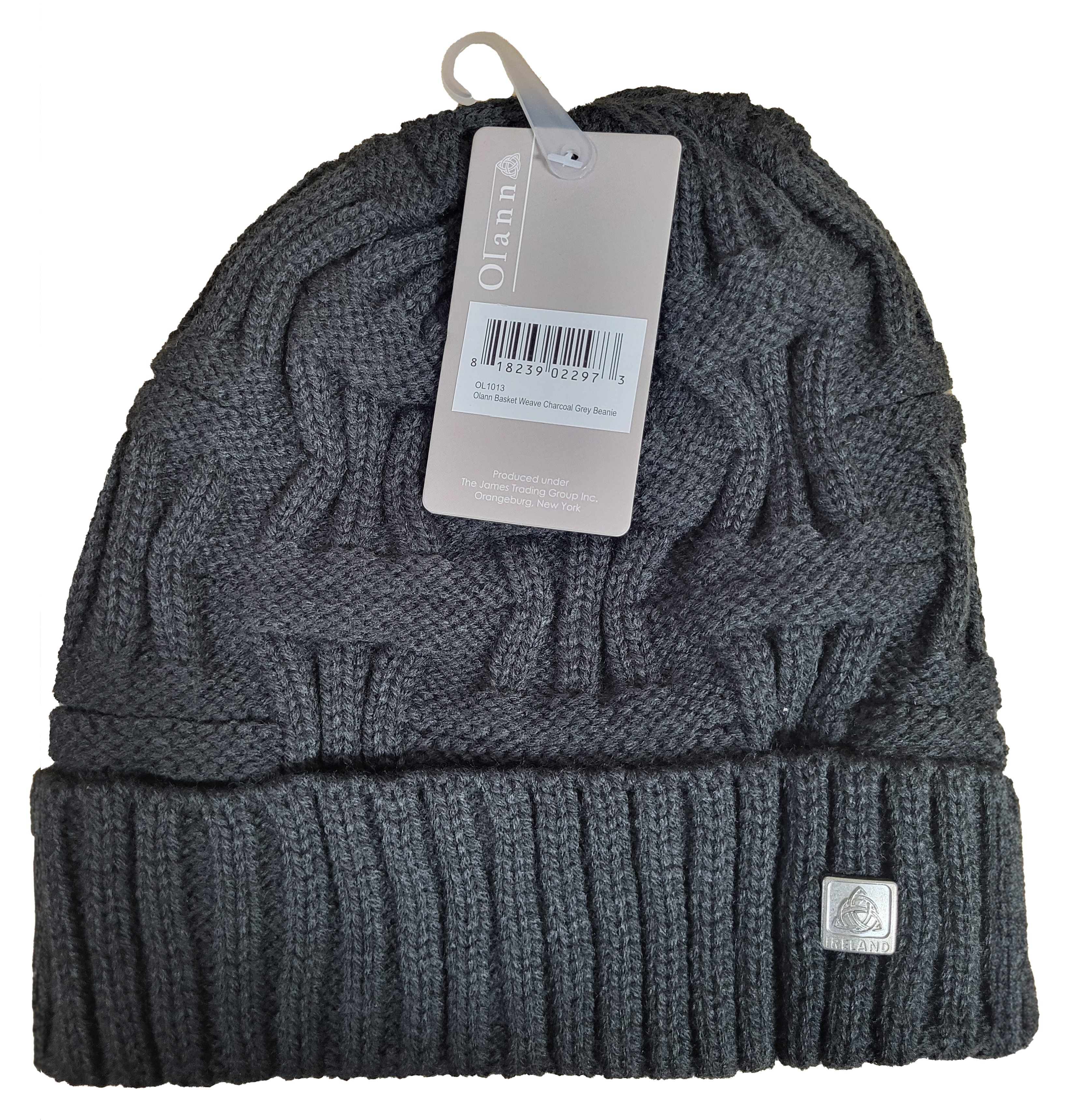 Olann Basket Weave Beanie - Charcoal Grey