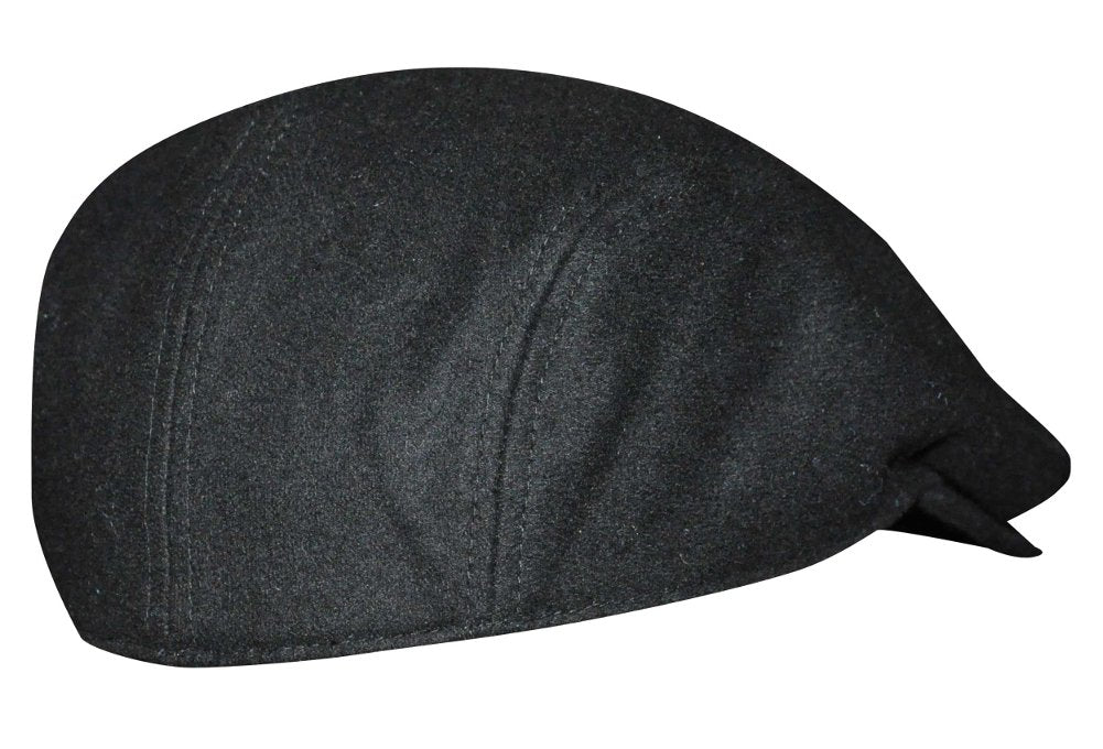 An embroidered black flat cap, known as a Guinness® Classic Felt Ivy Cap, placed on a crisp white background.