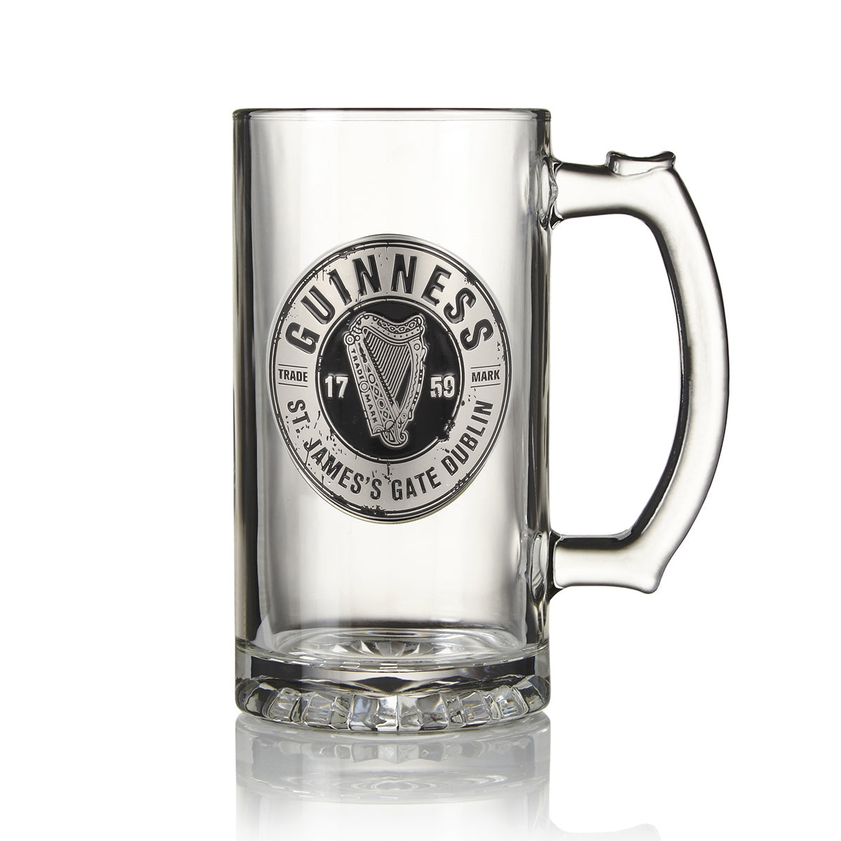 Guinness Pewter Logo Tankard featuring the Guinness logo in black, a perfect addition to any beer glass collection and part of the Guinness Official Merchandise.