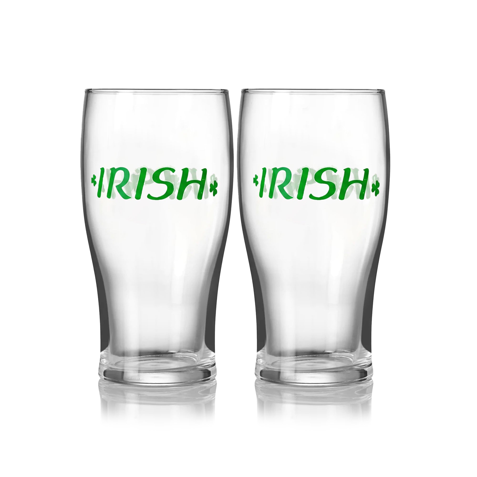 Irish Shamrock Tulip Shaped Glass Twin Pack