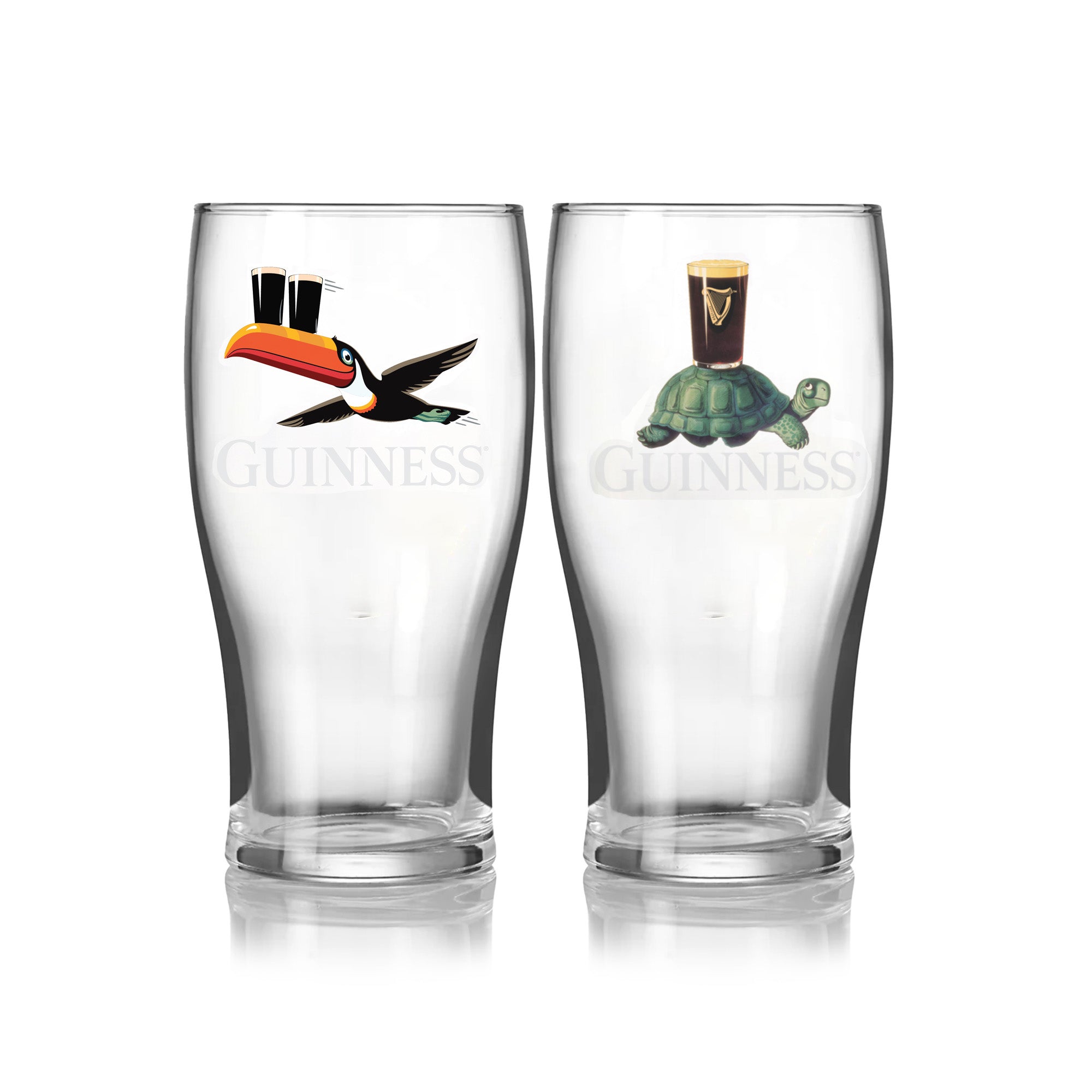 Guinness Gilroy Toucan & Tortoise Pint Glass Set