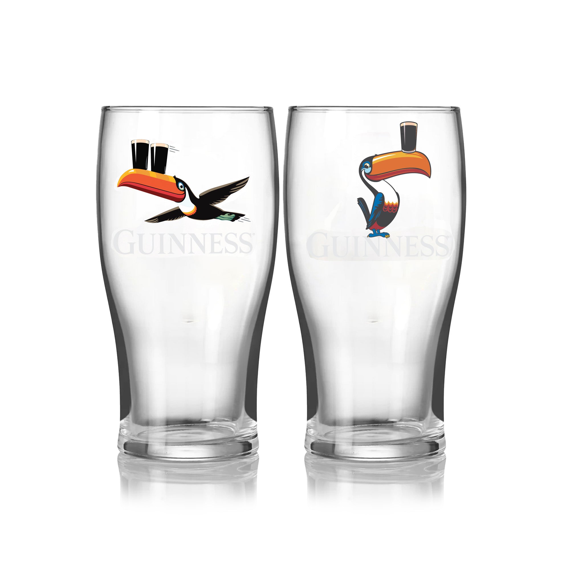 Guinness Gilroy Toucan & Flying Toucan Glass Set