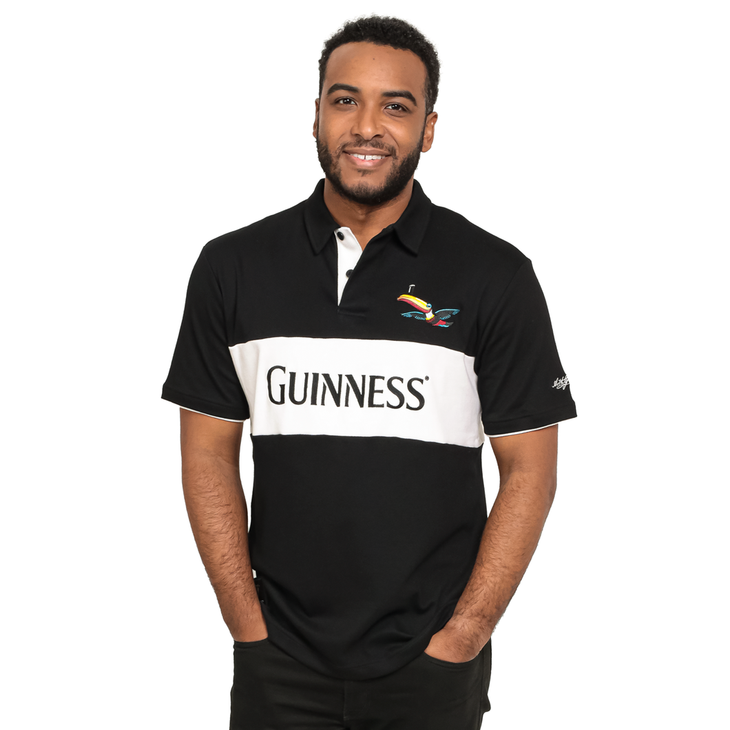 BLACK AND WHITE TOUCAN SHORT SLEEVE RUGBY