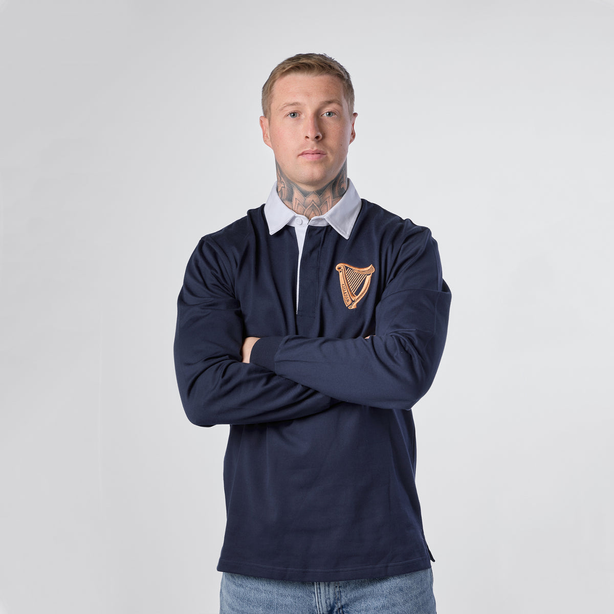 Guinness Navy Long Sleeve Rugby Shirt