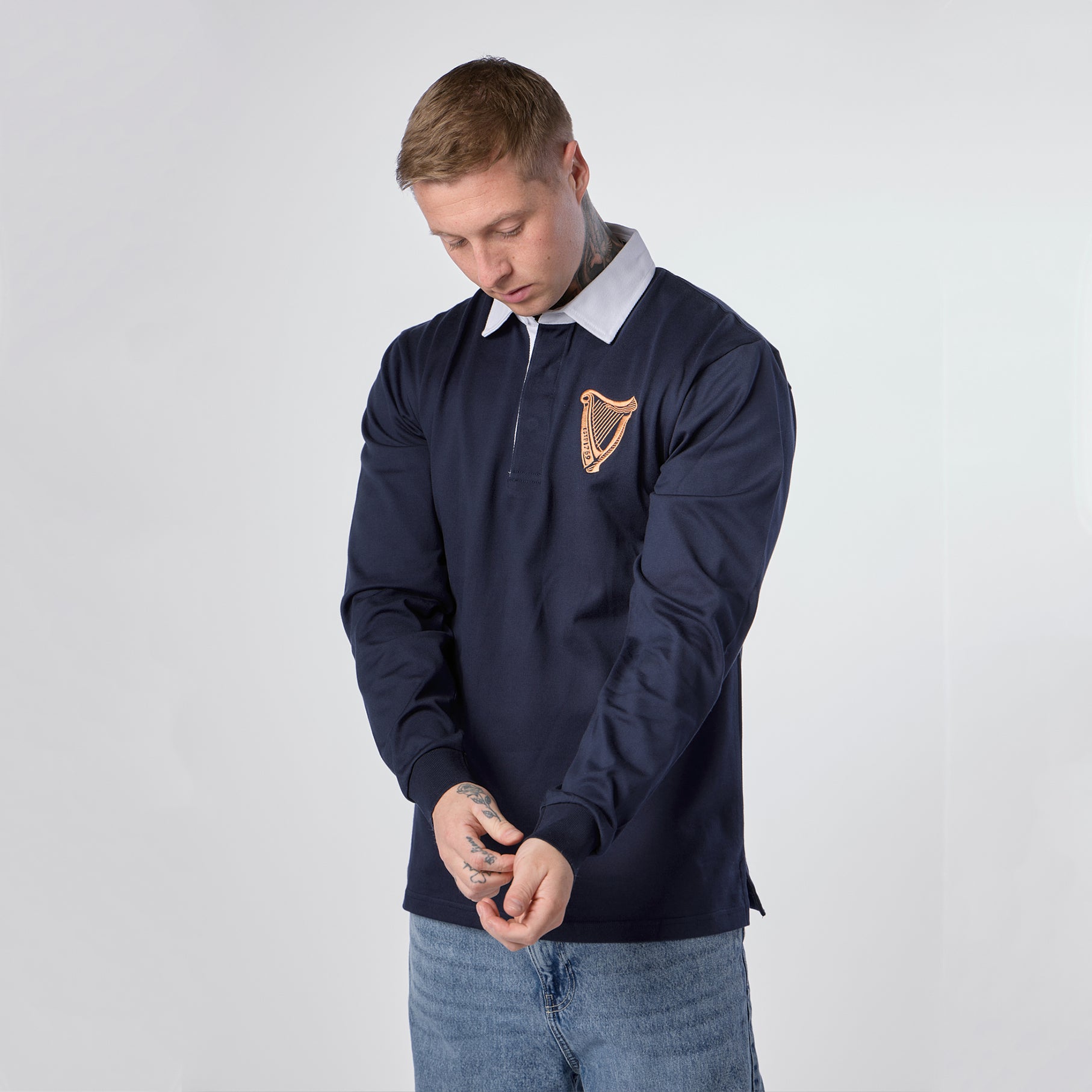 Guinness Navy Long Sleeve Rugby Shirt