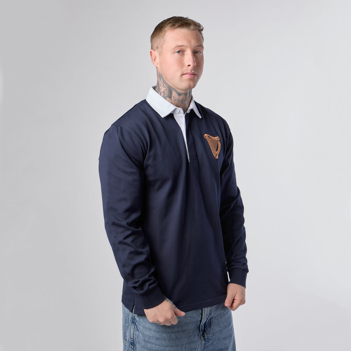 Guinness Navy Long Sleeve Rugby Shirt