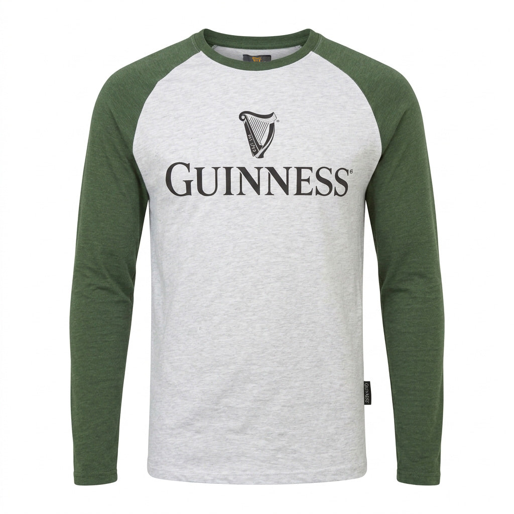 Guinness Heathered Gray Baseball Long Sleeved Tee