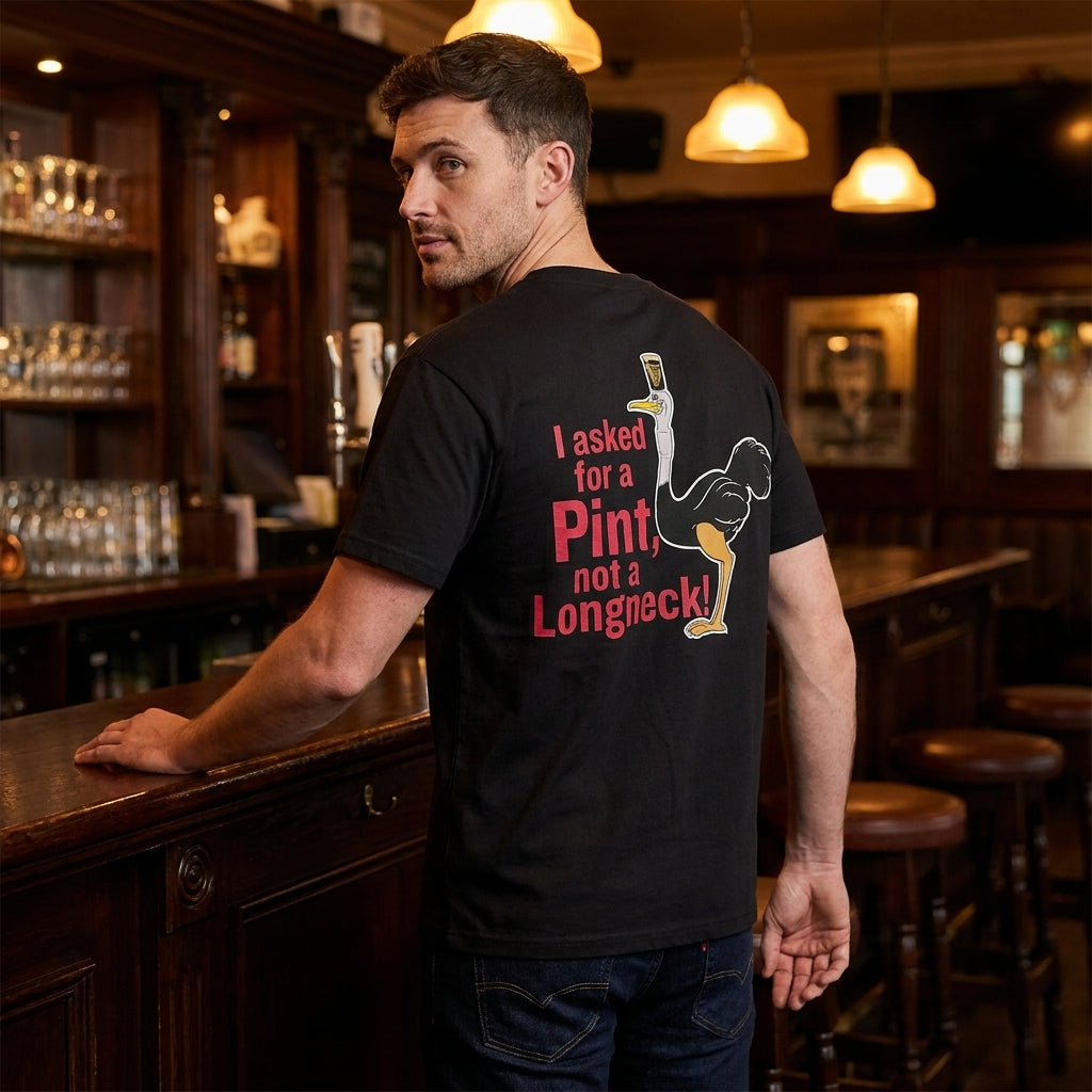 Guinness I Asked for a Pint, Not a Longneck Tee – Black | Pre-Order