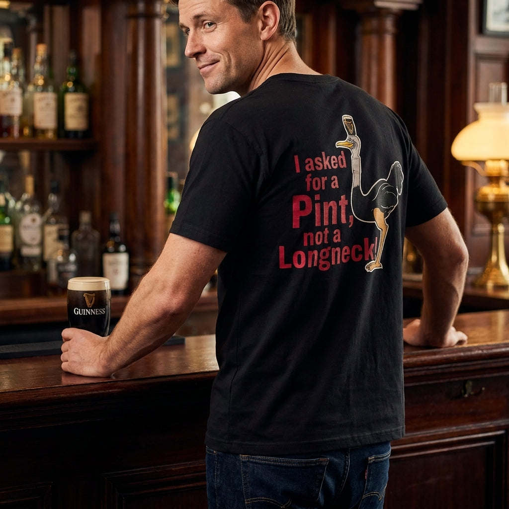 Guinness I Asked for a Pint, Not a Longneck Tee – Black | Pre-Order