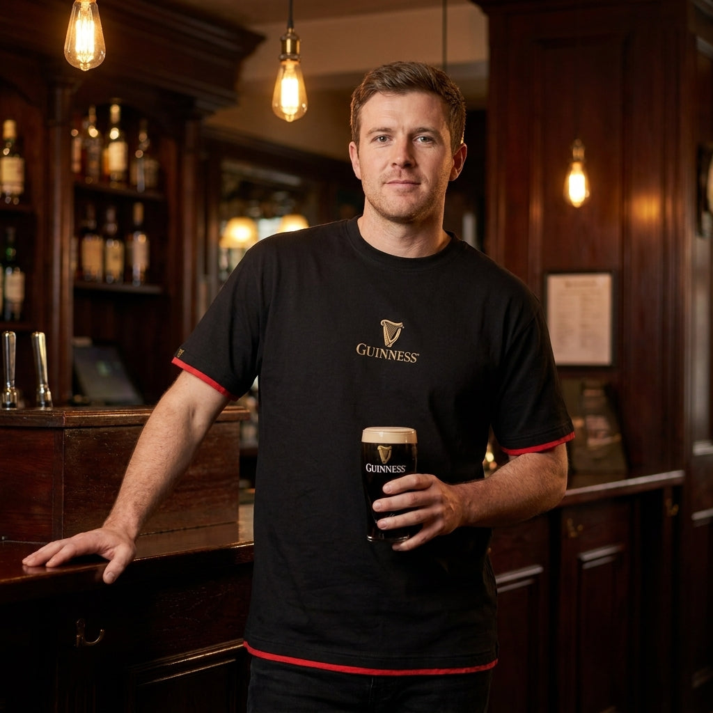 Guinness Gaelic Label Tee – Black | Pre-Order