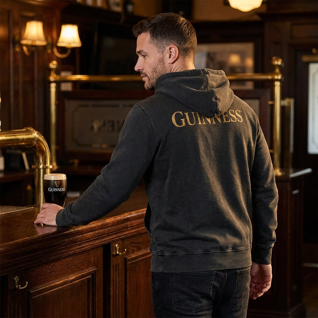 Guinness Evolution of the Harp Distress Hoodie - Black
