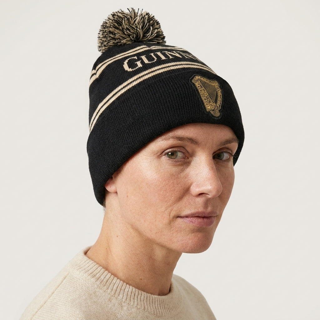 Guinness Black & Gold Sports Beanie – Vintage Harp Knit