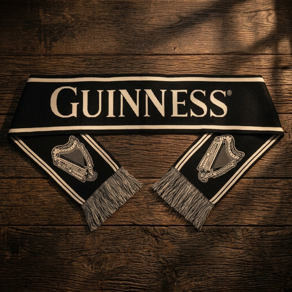 Guinness Black & Gold Sports Scarf – Vintage Harp Knit