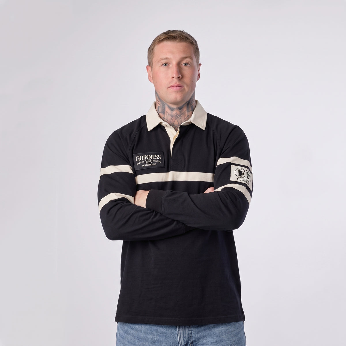 Black and Cream Traditional Rugby Jersey