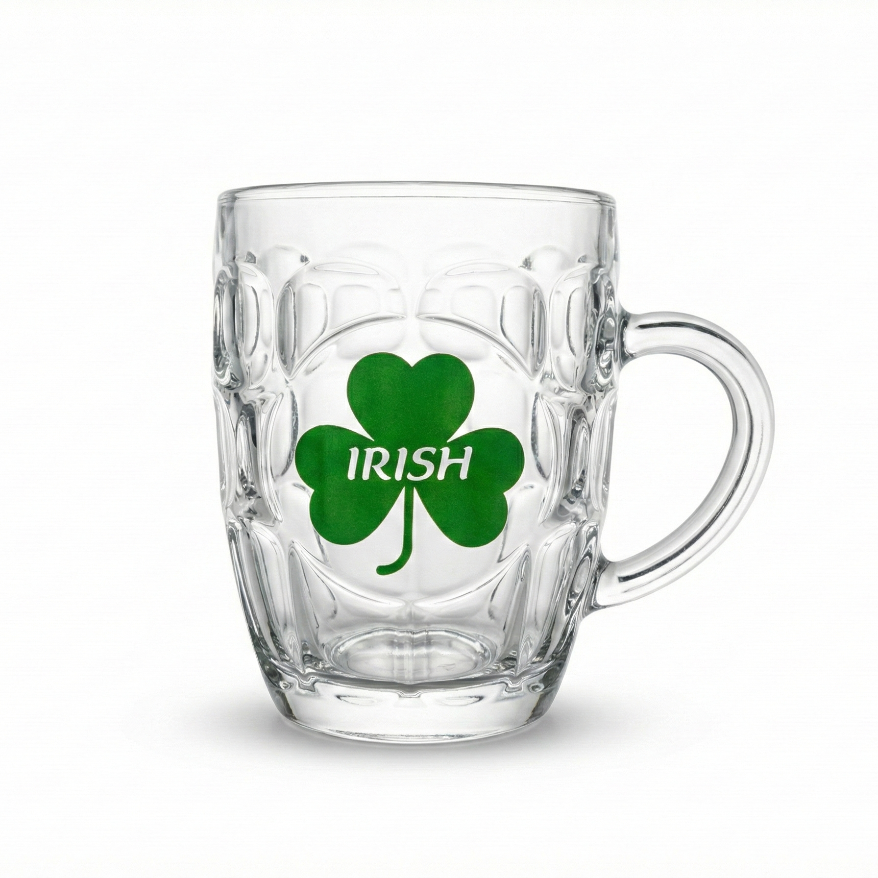 Irish Style Shamrock Glass Tankard