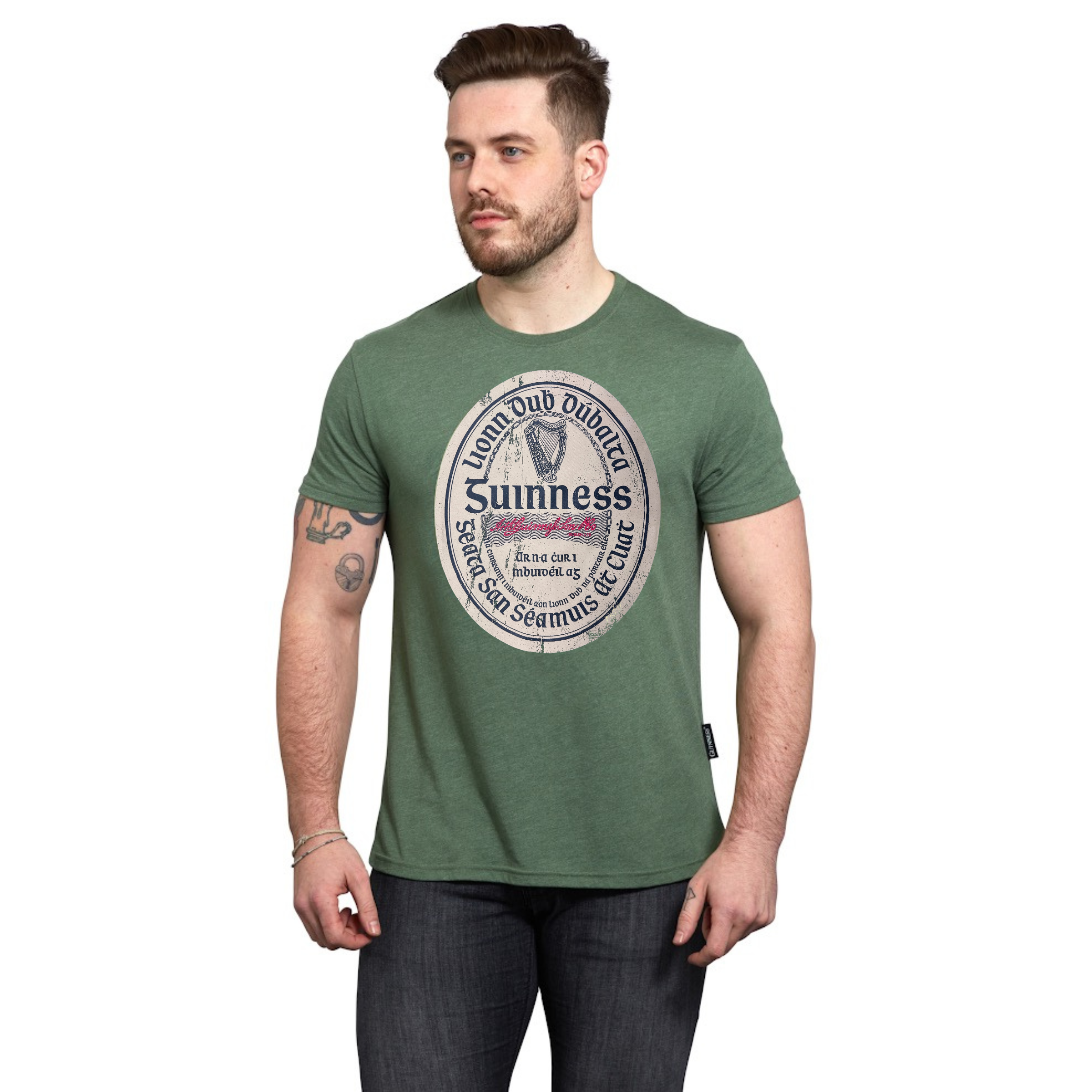 Green Distressed Guinness Label Tee