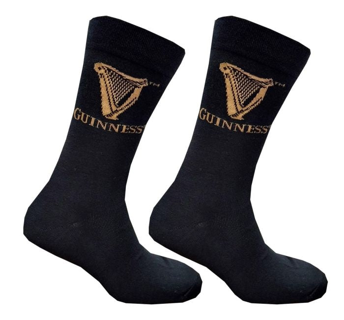 A perfect gift - two pairs of cozy Guinness Harp Socks In A Can (2 Pack) showcased on a white background.