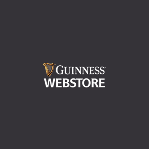 The Guinness webstore features its iconic logo on a sleek black background, offering a wide range of products including the Guinness Classic Tweed Buckle Ivy. Discover this wardrobe essential and elevate your style.