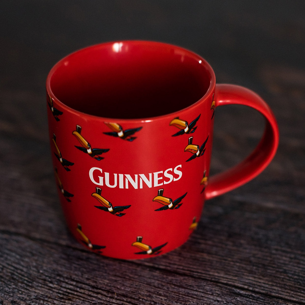 Guinness Red Mug with Multiple Flying Toucans