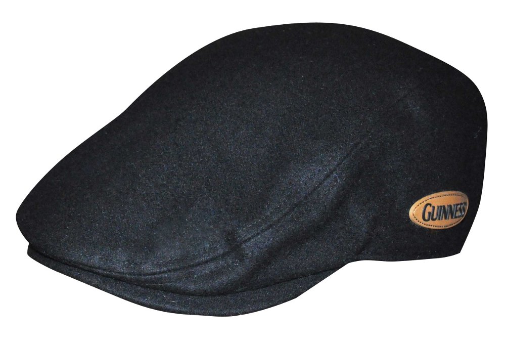 A black Guinness Classic Felt Ivy cap with a leather Guinness logo on it.